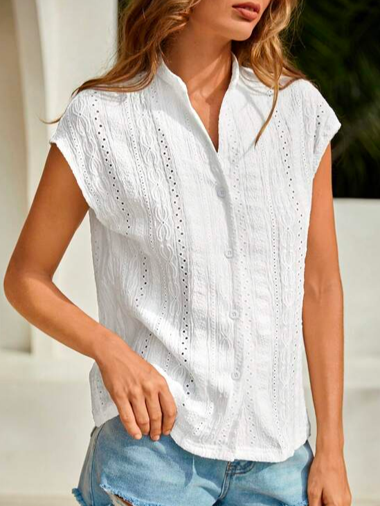 Fashion Short Sleeve Shirt Collar Geometric Casual Regular Shirt