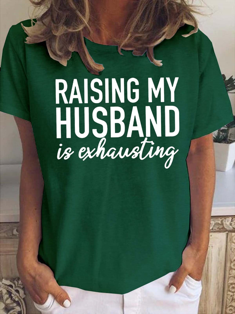 Casual Short Sleeve Crew Neck Letter Regular T-Shirt