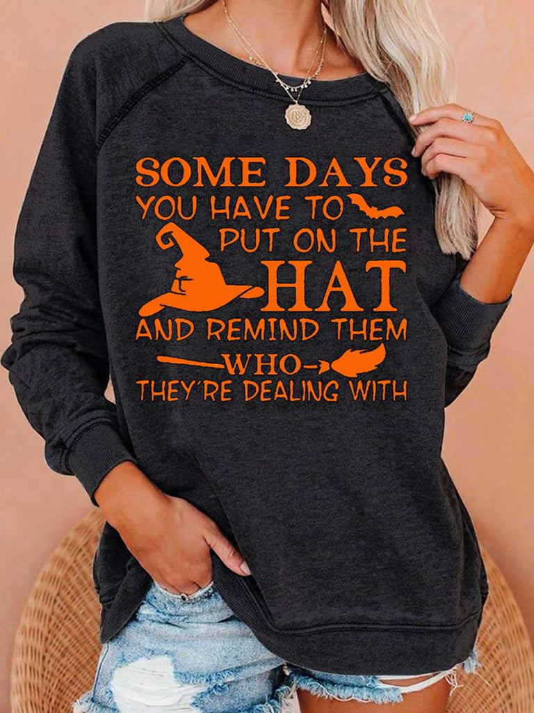 Crew Neck Long Sleeve Text Letters Casual Regular Sweatshirt