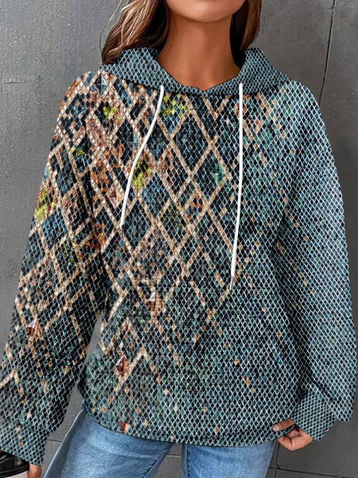 Fashion Long Sleeve Hoodie Ethnic Zipper Casual Regular Sweatshirt