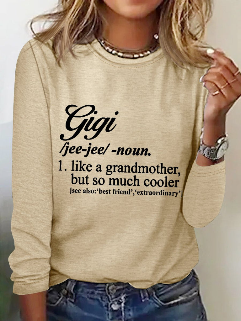 Simple Crew Neck Long Sleeve Text Letters Regular Blouse