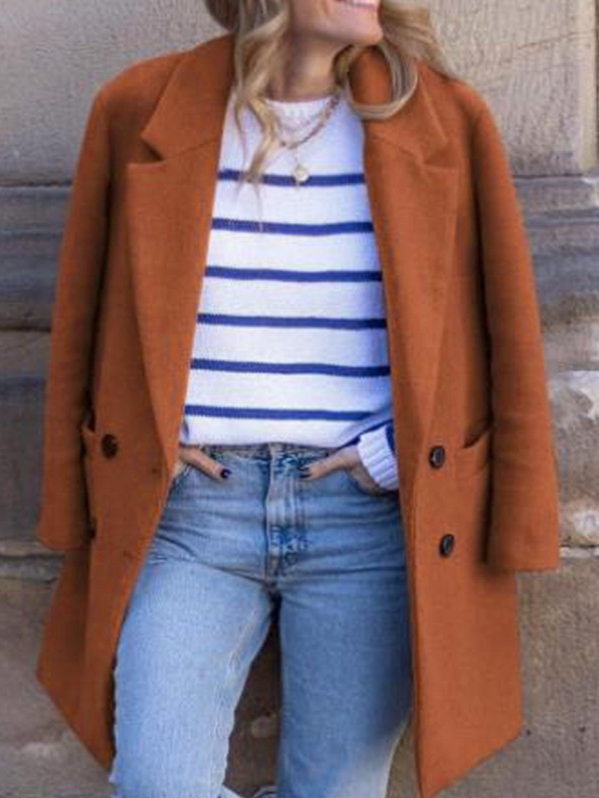 Loose Shawl Collar Long Sleeve Plain Fashion Mid-Long Jacket
