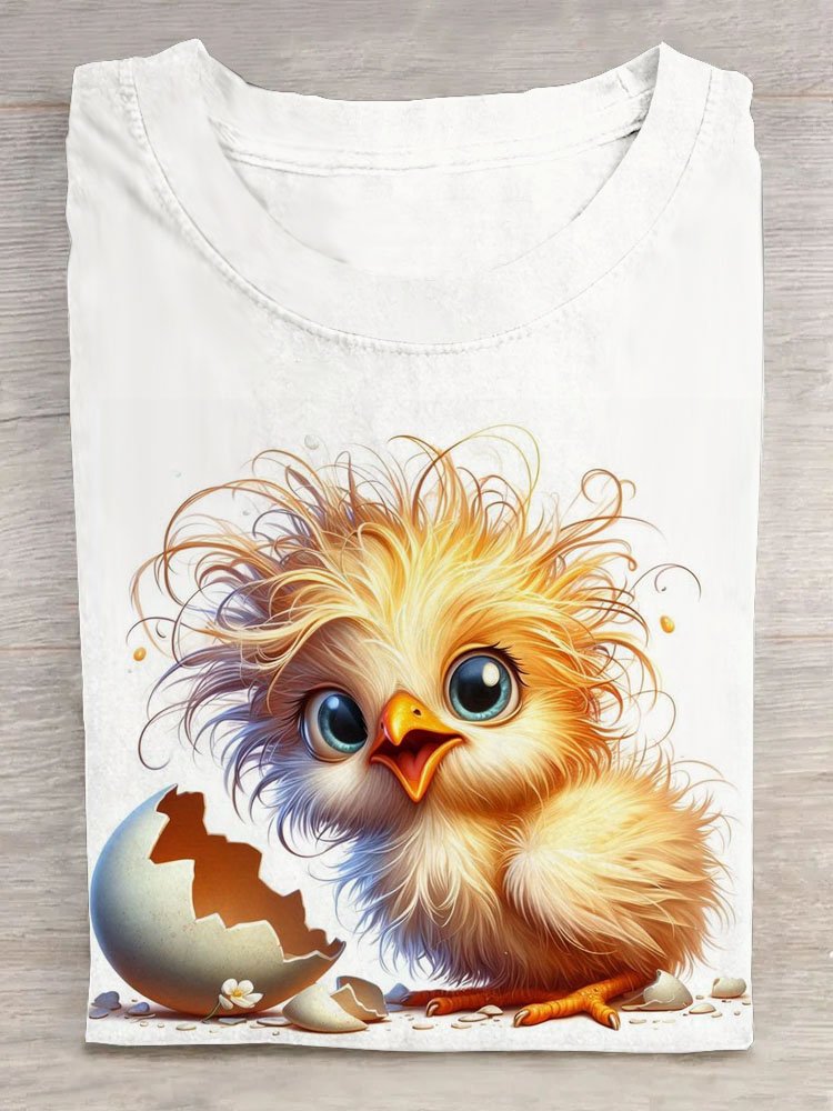 Fashion Short Sleeve Crew Neck Turkey Loose Regular T-Shirt