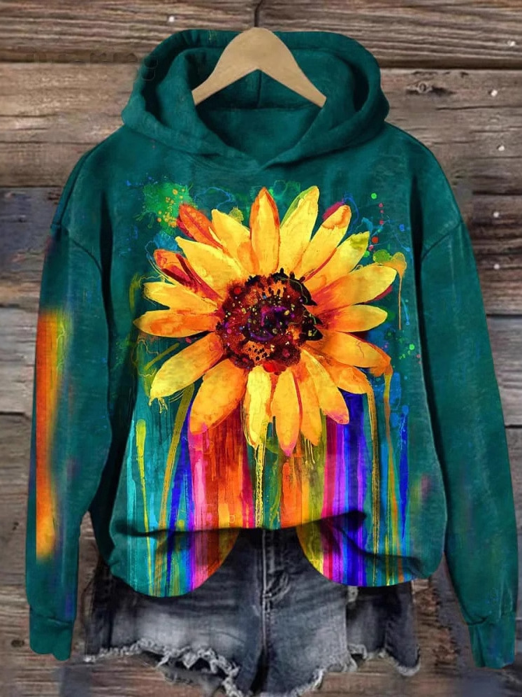 Casual Long Sleeve Hoodie Floral Animal Fashion Regular Sweatshirt
