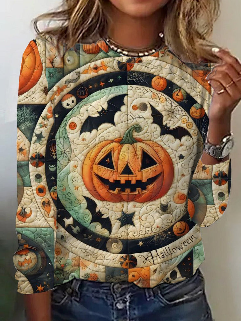 Fashion Crew Neck Long Sleeve Halloween Casual Regular T-Shirt