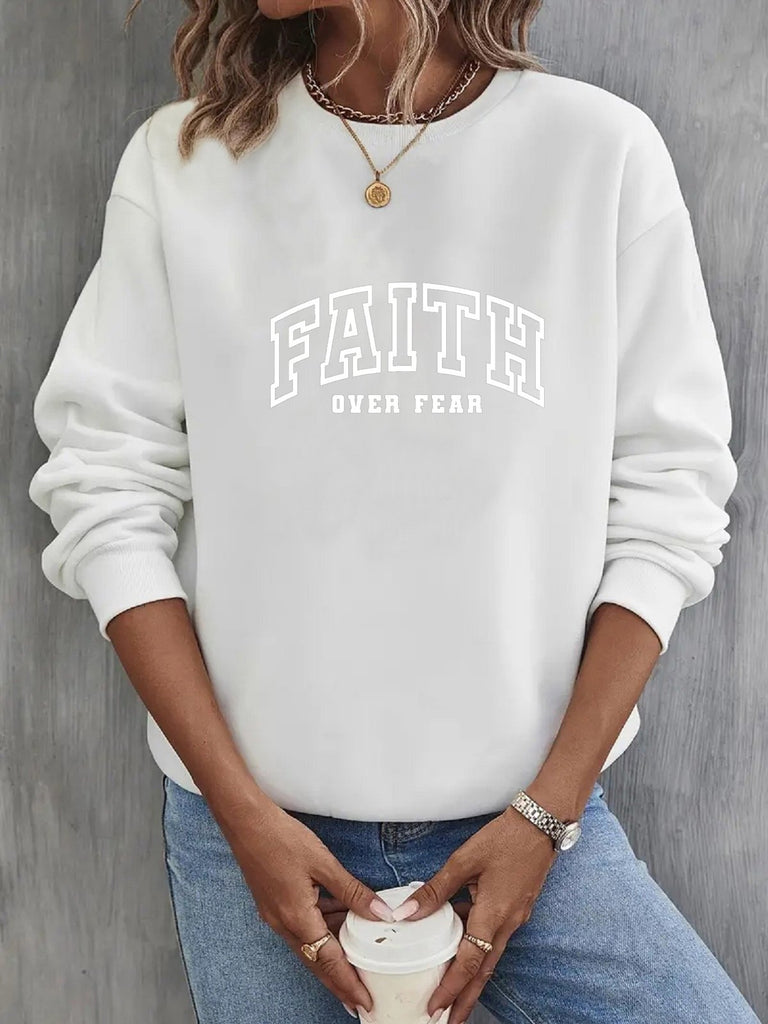 Fashion Crew Neck Long Sleeve Text Letters Casual Regular Sweatshirt