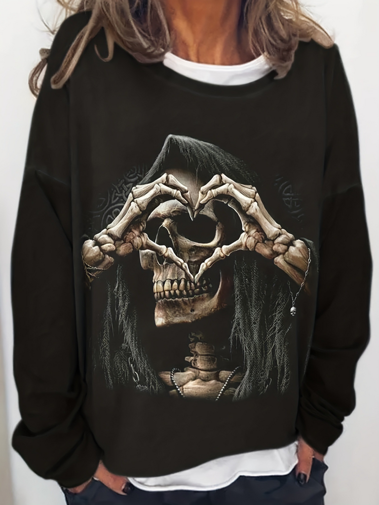 Fashion Crew Neck Long Sleeve Halloween Zipper Casual Regular Sweatshirt