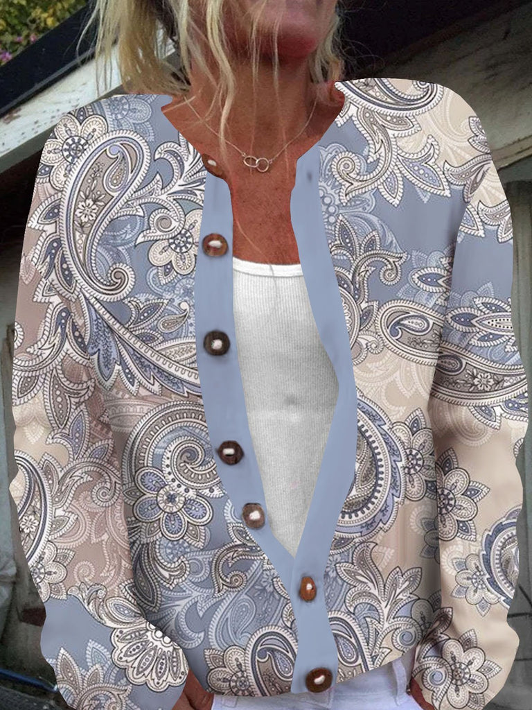 Loose Long Sleeve Ethnic Fashion Regular Cardigan