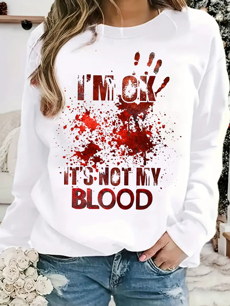Casual Crew Neck Long Sleeve Text Letters Fashion Regular Sweatshirt