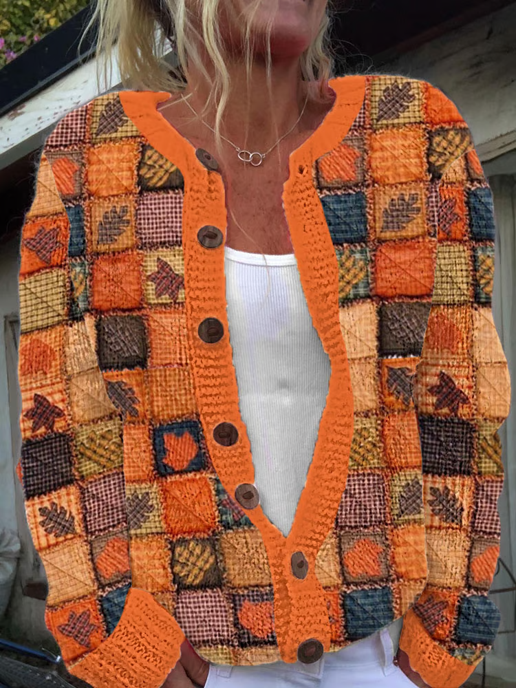 Crew Neck Long Sleeve Color Block Fashion Regular Cardigan