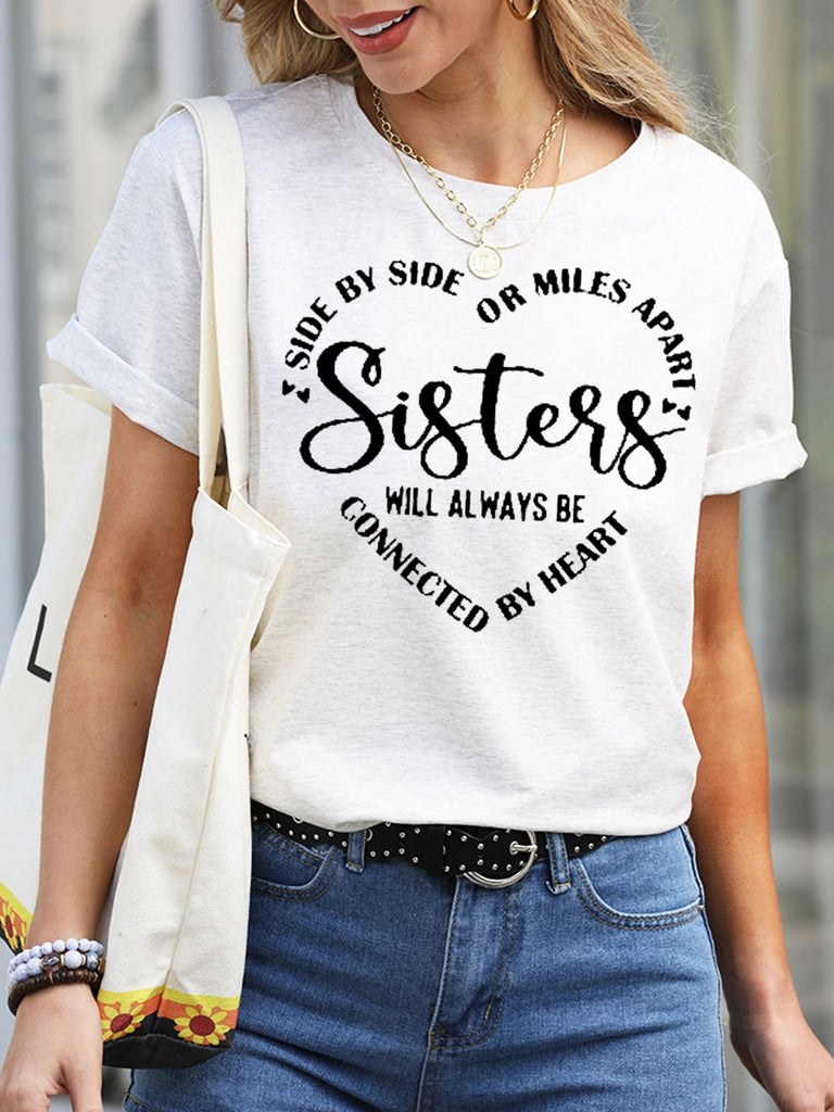 Short Sleeve Crew Neck Letter Casual Regular T-Shirt
