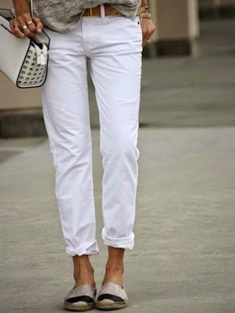 Fashion Plain Loose Ankle Pants