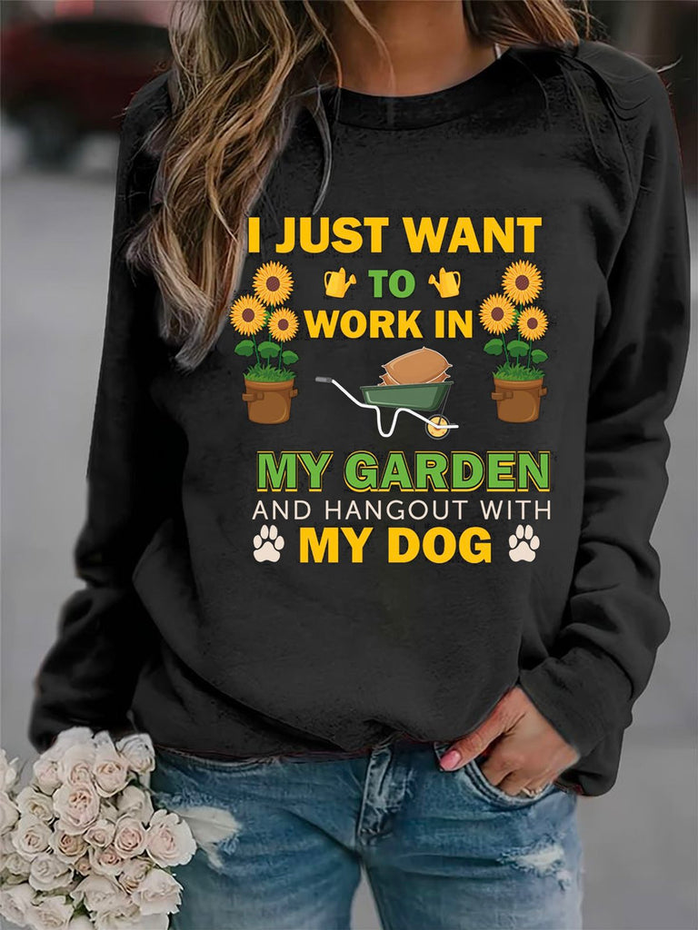 Casual Crew Neck Long Sleeve Letter Pattern Floral Fashion Regular Sweatshirt