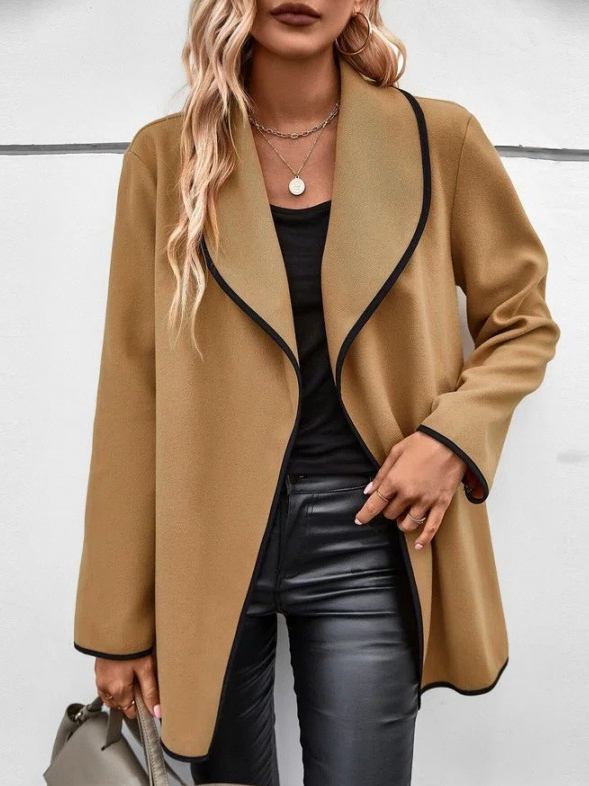 Loose Crew Neck Long Sleeve Plain Zipper Fashion Regular Jacket