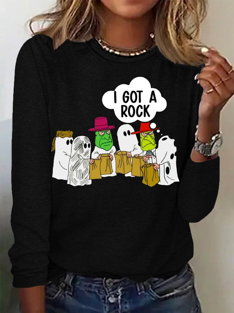Casual Crew Neck Long Sleeve Halloween Fashion Regular T-Shirt