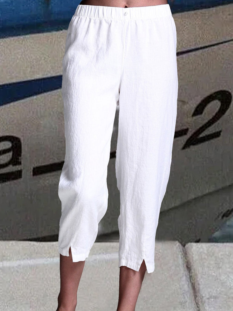 Fashion Plain Loose Capris Pants