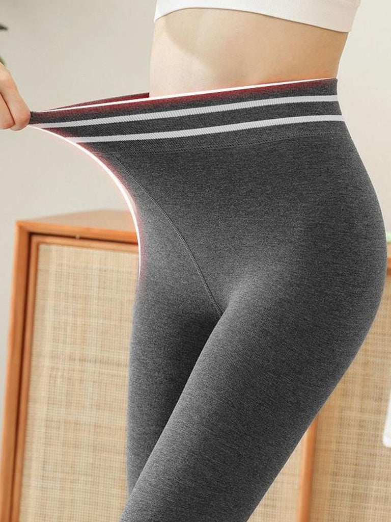Fashion Striped Fleece Tight Long Leggings