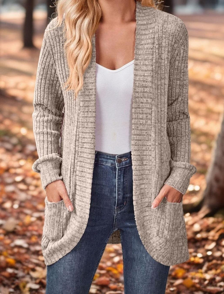 Loose Long Sleeve Plain Fashion Mid-Long Cardigan