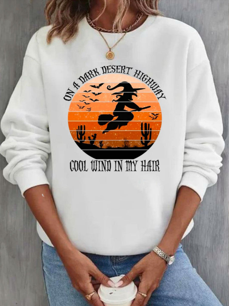 Fashion Crew Neck Long Sleeve Text Letters Casual Regular Sweatshirt