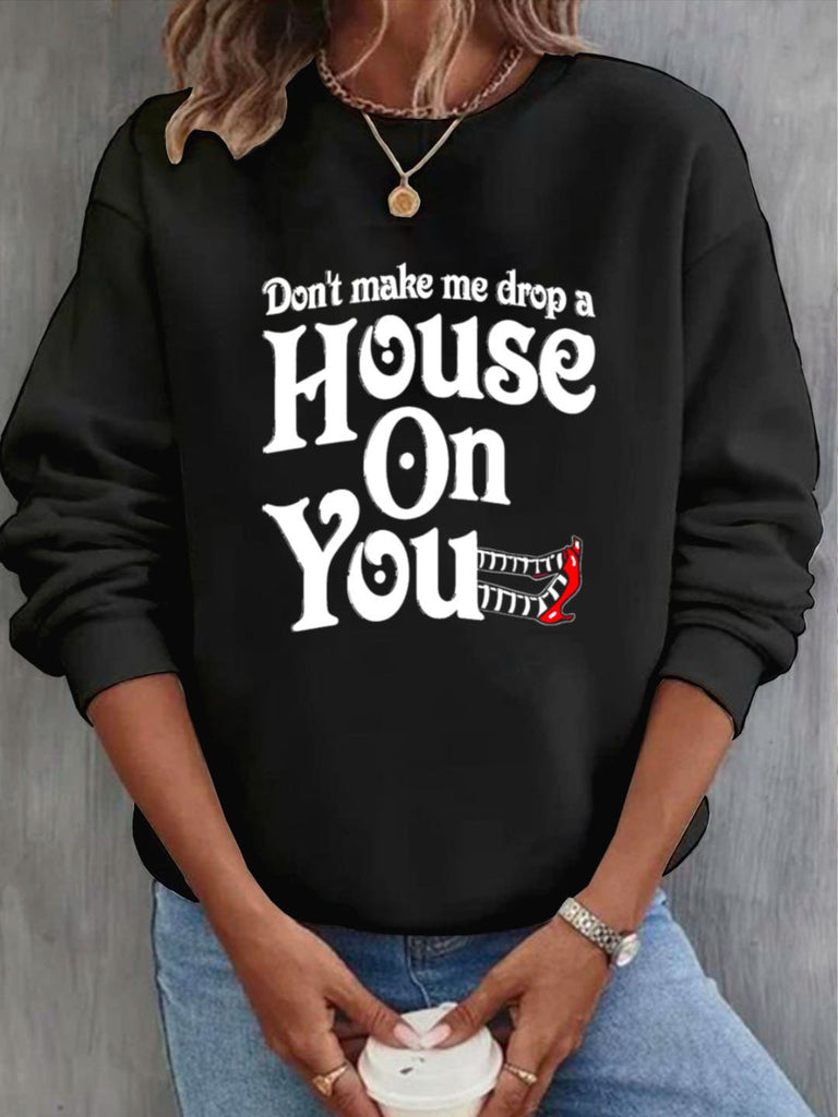 Casual Crew Neck Long Sleeve Text Letters Fashion Regular Sweatshirt