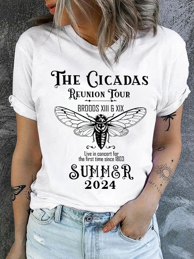 Short Sleeve Crew Neck Text Letters Fashion Regular T-Shirt