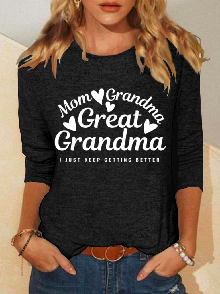 Crew Neck Long Sleeve Letter Pattern Casual Regular T-Shirt