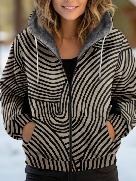 Loose Hoodie Long Sleeve Geometric Fashion Regular Jacket