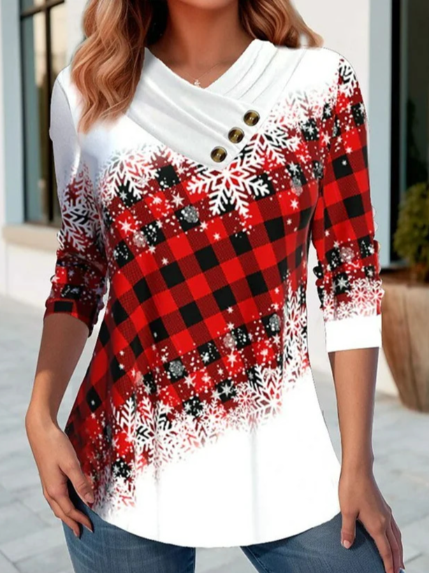 Fashion Long Sleeve Turtleneck Christmas Loose Regular Blouse