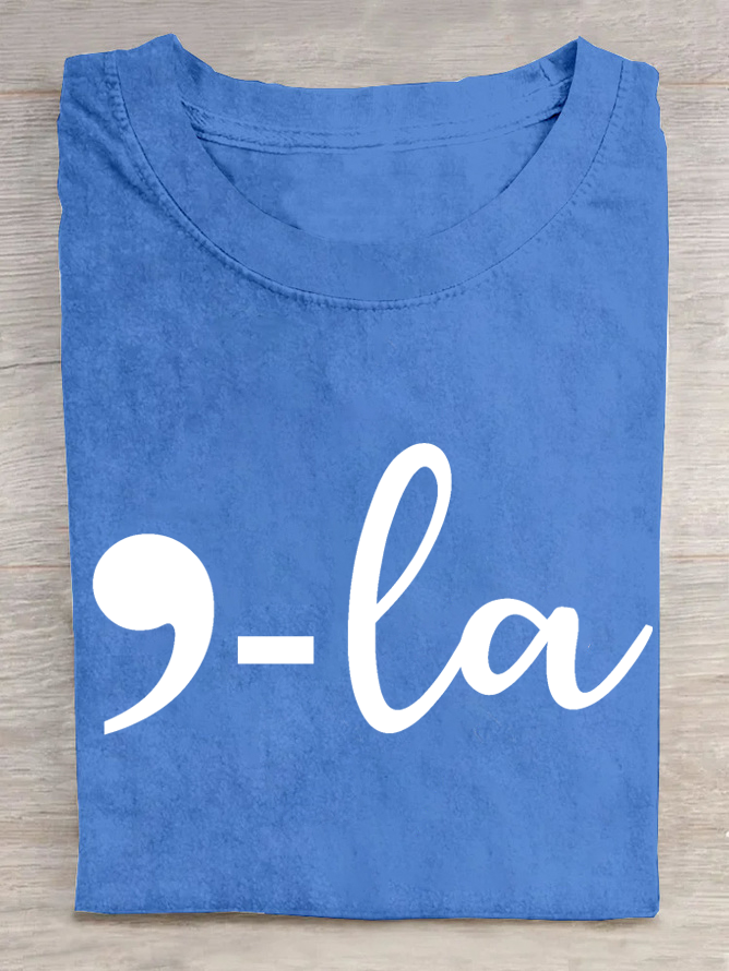 Fashion Short Sleeve Crew Neck Text Letters Loose Regular T-Shirt
