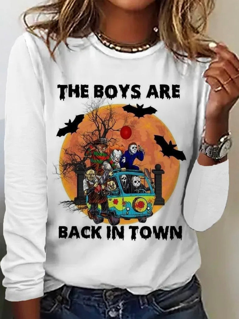 Casual Crew Neck Long Sleeve Letter Pattern Regular T-Shirt