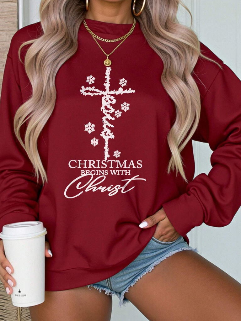 Casual Crew Neck Long Sleeve Text Letters Fashion Regular Sweatshirt