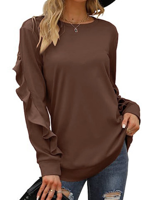 Fashion Crew Neck Long Sleeve Plain Casual Regular Sweatshirt
