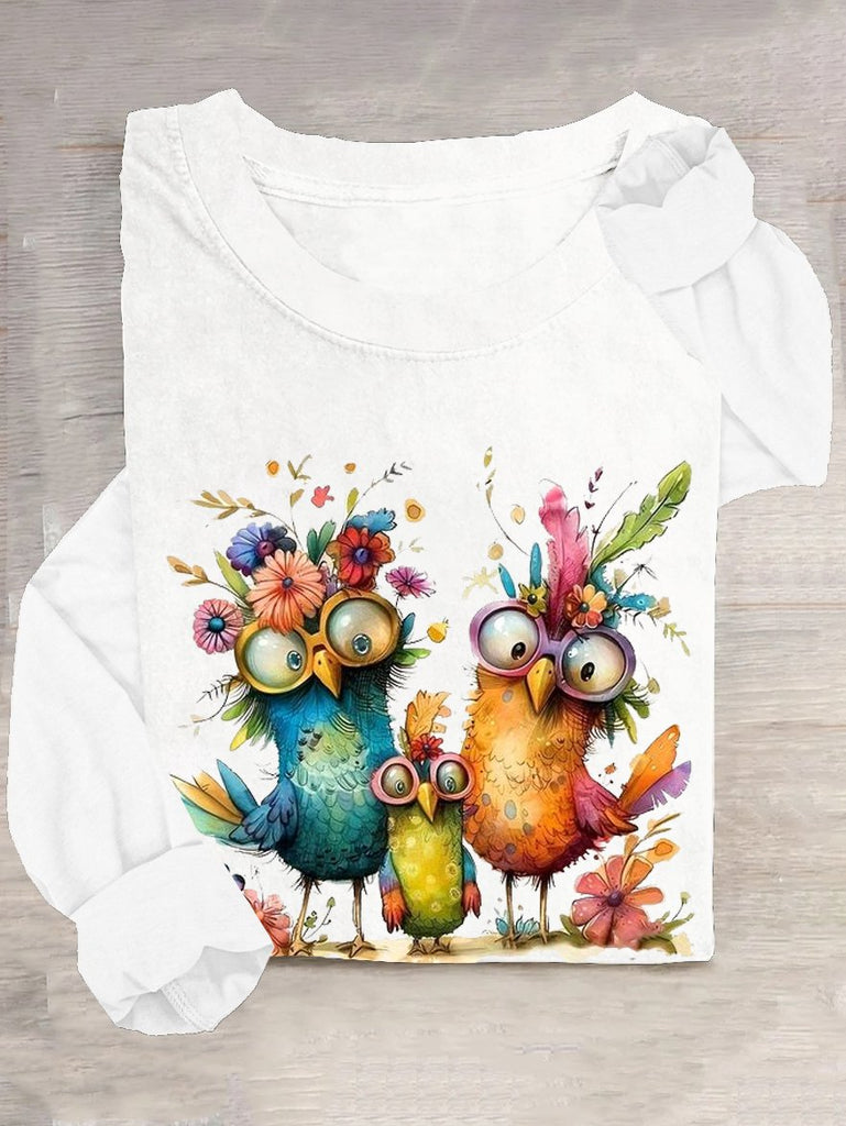Fashion Crew Neck Long Sleeve Turkey Loose Regular T-Shirt