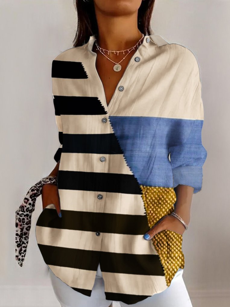 Long Sleeve Shirt Collar Geometric Fashion Regular Shirt