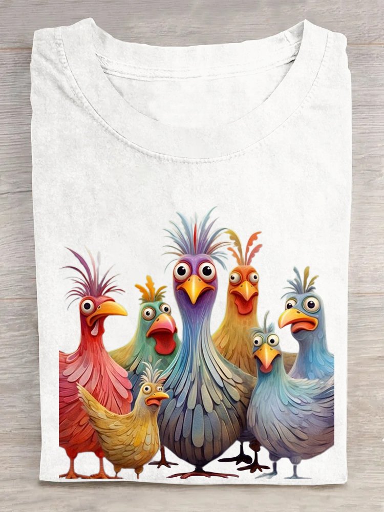 Fashion Short Sleeve Crew Neck Animal Casual Regular T-Shirt