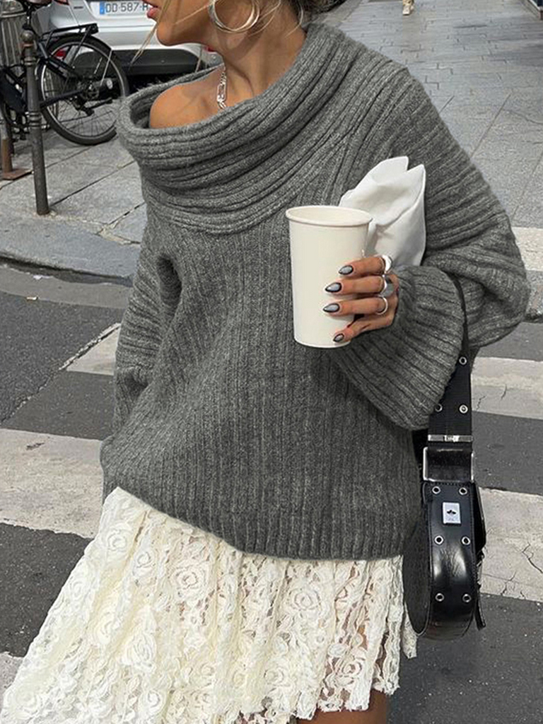 Loose Long Sleeve Plain Fashion Regular Sweater