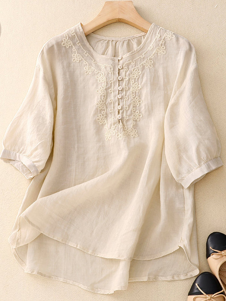 Fashion Long Sleeve Shirt Collar Plain Loose Regular Blouse
