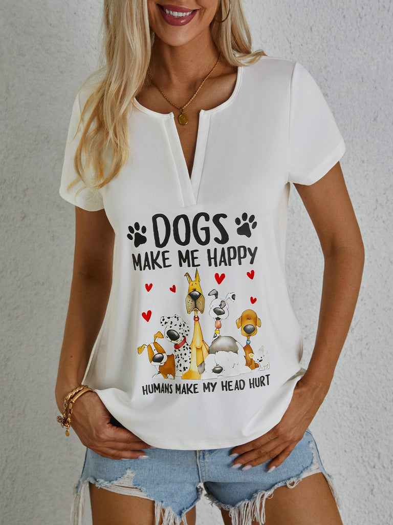 Loose Short Sleeve Animal Fashion Regular Blouse
