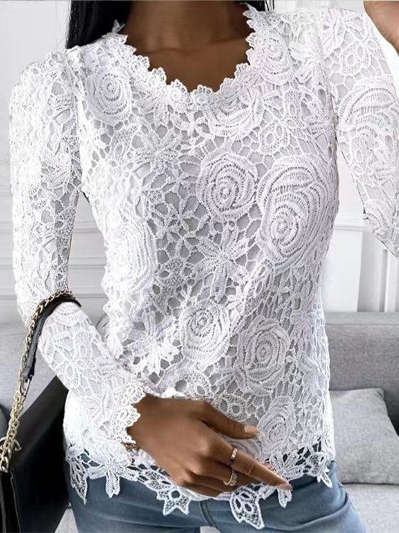 Fashion Long Sleeve Plain Loose Regular Blouse