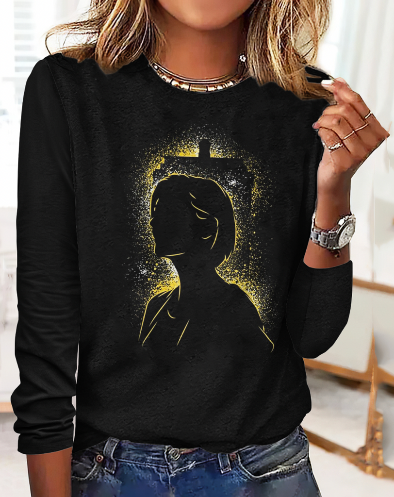 Crew Neck Long Sleeve Plaid Vintage Regular T-Shirt