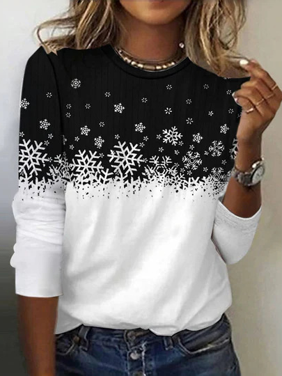 Casual Crew Neck Long Sleeve Floral Fashion Regular T-Shirt