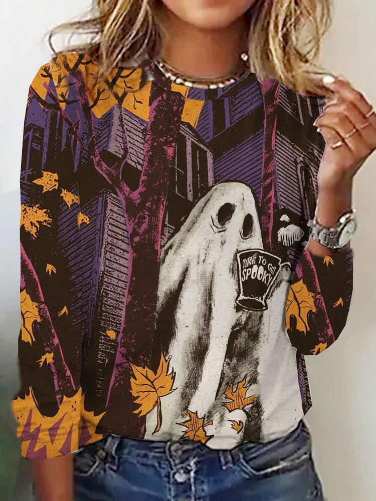 Casual Crew Neck Long Sleeve Halloween Fashion Regular T-Shirt