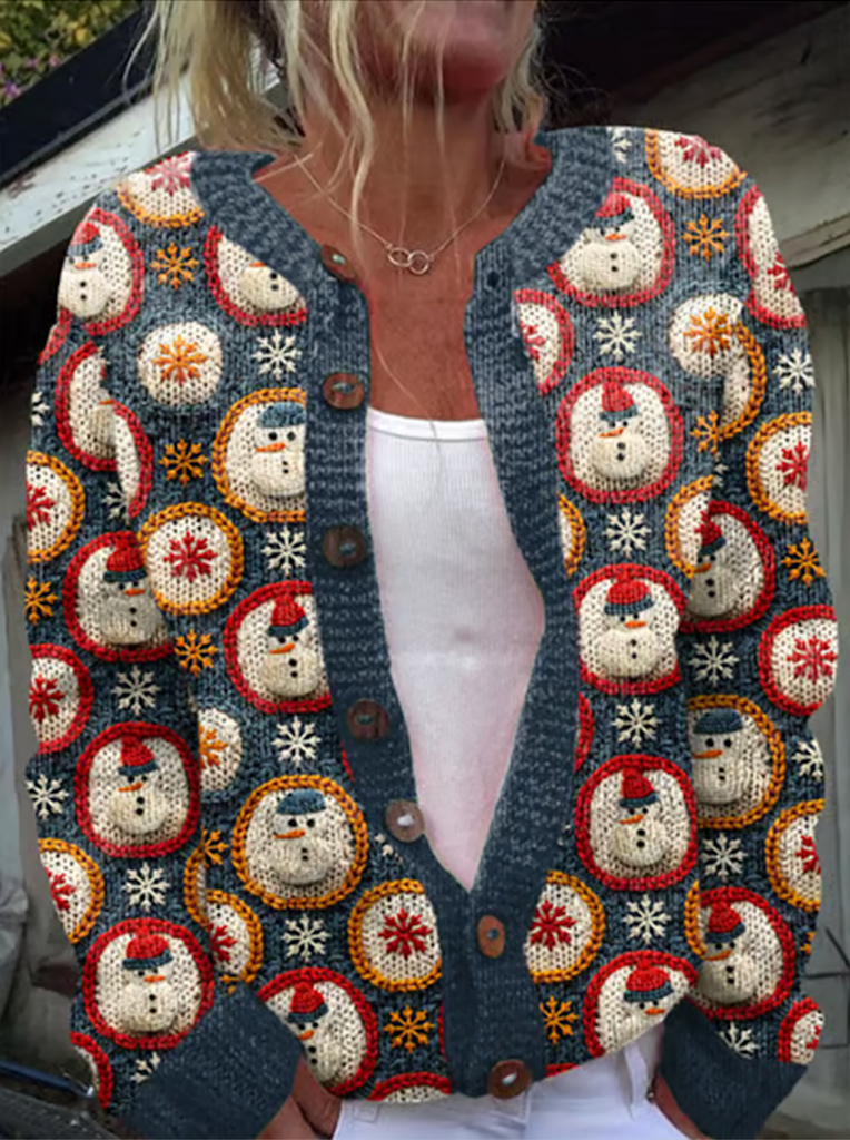 Crew Neck Long Sleeve Floral Printing Fashion Regular Cardigan