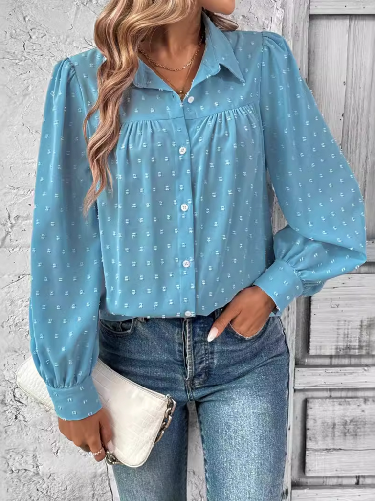 Loose Long Sleeve Shirt Collar Plain Fashion Regular Shirt