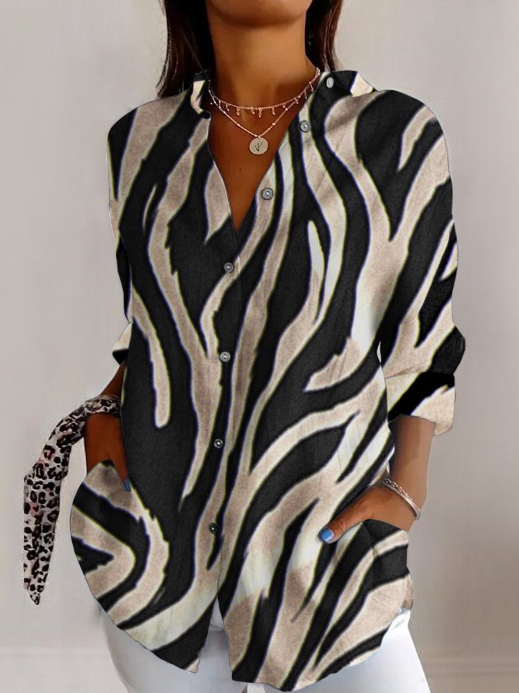 Long Sleeve Shirt Collar Geometric Fashion Regular Shirt