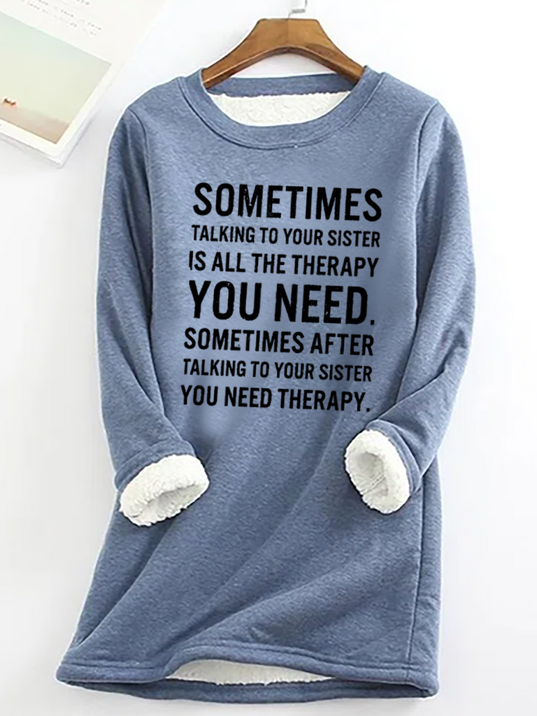 Crew Neck Long Sleeve Text Letters Casual Regular Sweatshirt