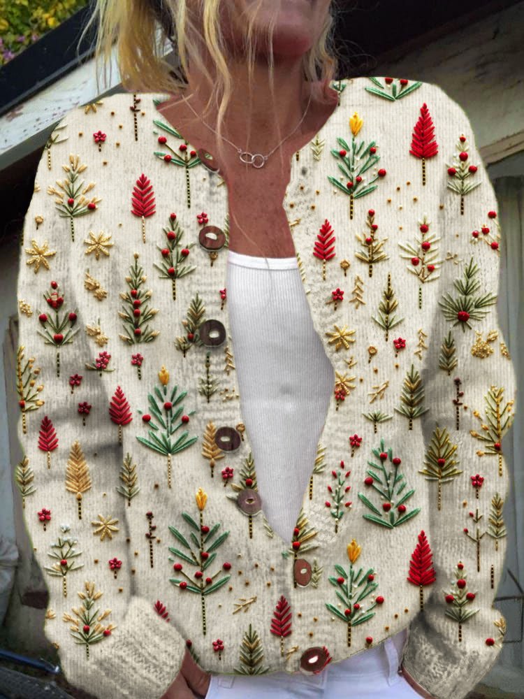 Crew Neck Long Sleeve Floral Printing Fashion Regular Cardigan