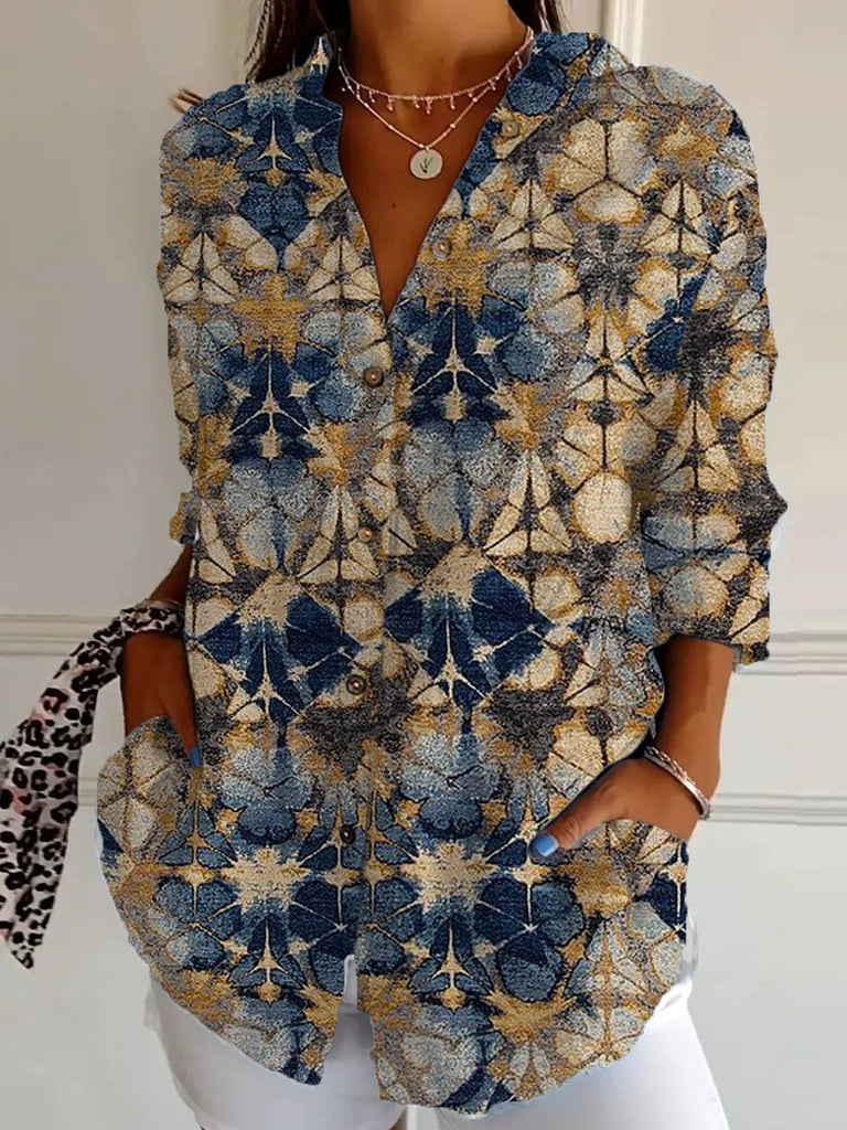 Loose Long Sleeve Shirt Collar Ethnic Fashion Regular Shirt
