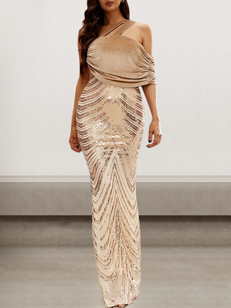 Sexy Sleeveless One Shoulder Plain Tight Maxi Dress