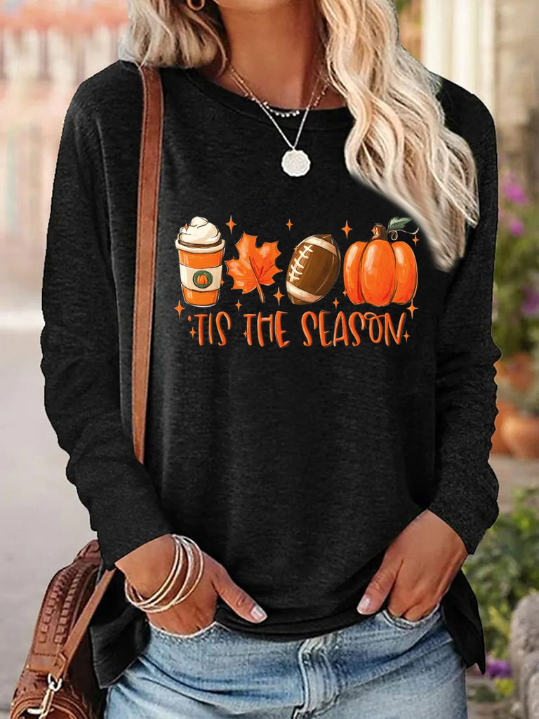 Fashion Crew Neck Long Sleeve Halloween Loose Regular Blouses